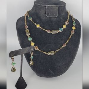 Vintage Avon Antique Bronze Finish Multicolored Necklace and Earrings Set